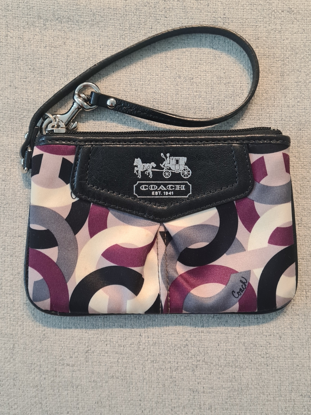 Vintage Coach Purple Signature Small Wristlet/Clutch Purse
